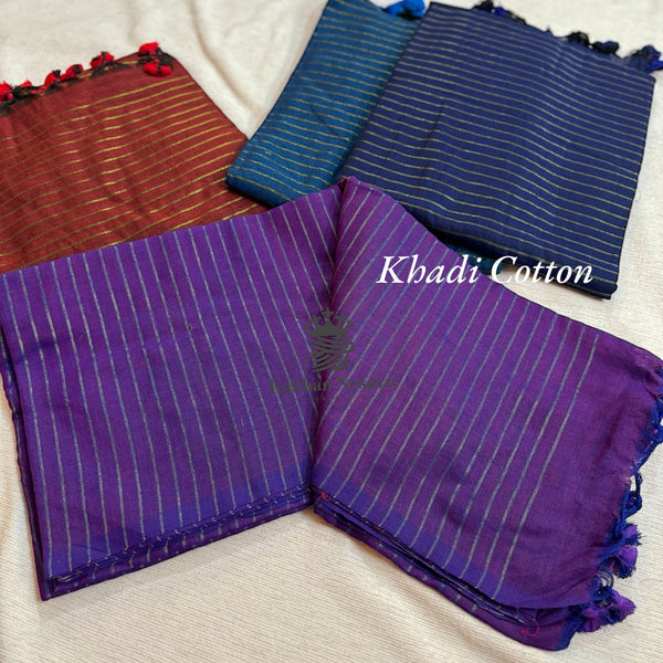 Khadi Cotton Sarees - Purple