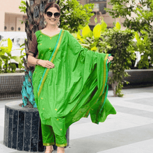 Purchase Kaithari Nesavu Thara design salwar suit in parot Green