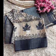 Ash Blue Semi Ghicha Saree with Premium Digital Print – Elegant Lightweight Saree by Kaithari Nesavu