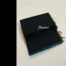 Black Jhanvi Cotton Saree with Copper Zari Highlight – Soft & Breathable Daily Wear Saree from Kaithari Nesavu with 1m Running Blouse.