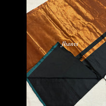 Black Jhanvi Cotton Saree with Copper Zari Highlight – Soft & Breathable Daily Wear Saree from Kaithari Nesavu with 1m Running Blouse.