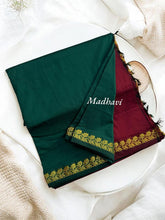 Bottle Green wth Maroon Madhavi – Premium Cotton Saree, Handloom Finish, Gold Zari, Rich Pallu, Running Blouse – Shop Traditional Sarees at Kaithari Nesavu.