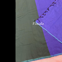 Bottle green Vimala pure cotton saree with contrast pallu and blouse – a rich-toned handloom cotton saree ideal for gifting and stylish daily wear.
