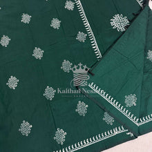 Budget Friendly Kolam Design Cotton Saree with Mango Block Print Border | Hand Kolam Blouse