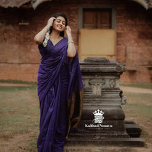 Buy Violet Mookuthi Amman Inspired Traditional Handloom Saree by Kaithari Nesavu
