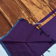 Dark Violet Jhanvi Pure Cotton Saree with Copper Zari Pallu – Elegant Handloom Cotton Saree by Kaithari Nesavu with Matching Blouse, Ideal for Graceful Look