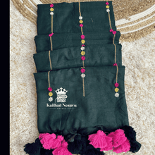 Get Bottle Green 120 Count Mul Cotton Saree featuring Beautiful Floral Embroidery and Designer Tassels - Perfect for Summer ₹980 - Kaithari Nesavu