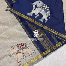 Elephant Block Print Pure Saree – Handmade Raaga Signature Collection
