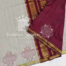 Madhavi Signature Collection – Kolam Hand Block Print Customised Pure Cotton Saree