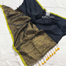 Pure Mul Cotton Half and Half Saree – Plain & Golden Stripe | Light Weight | No Blouse | Handloom Look