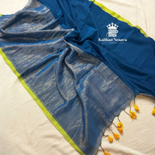 Pure Mul Cotton Half and Half Saree – Plain & Golden Stripe | Light Weight | No Blouse | Handloom Look