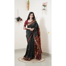 Premium Checked Peacock Design Pure Cotton Saree