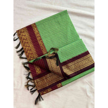 Premium Checked Peacock Design Pure Cotton Saree