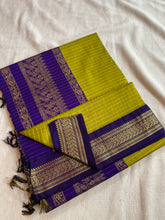 Premium Checked Peacock Design Pure Cotton Saree
