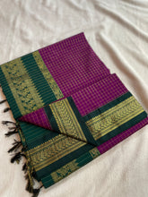 Premium Checked Peacock Design Pure Cotton Saree