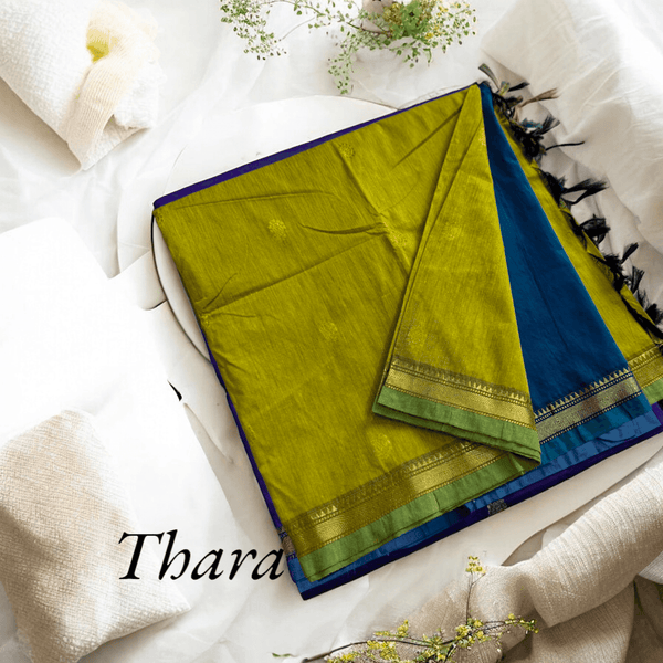 Thara: Shine in Gold - Zari Embellished Cotton Saree - Kaithari Nesavu Sarees