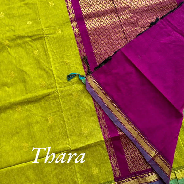 Saree with green and purple fabric