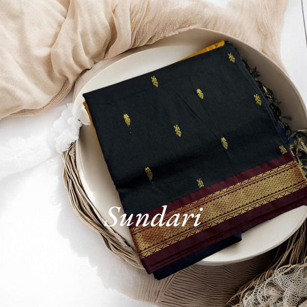 Kaithari Nesavu Sundari: Elegance in Gold - Semi Handloom Cotton Saree - Kaithari Nesavu Sarees