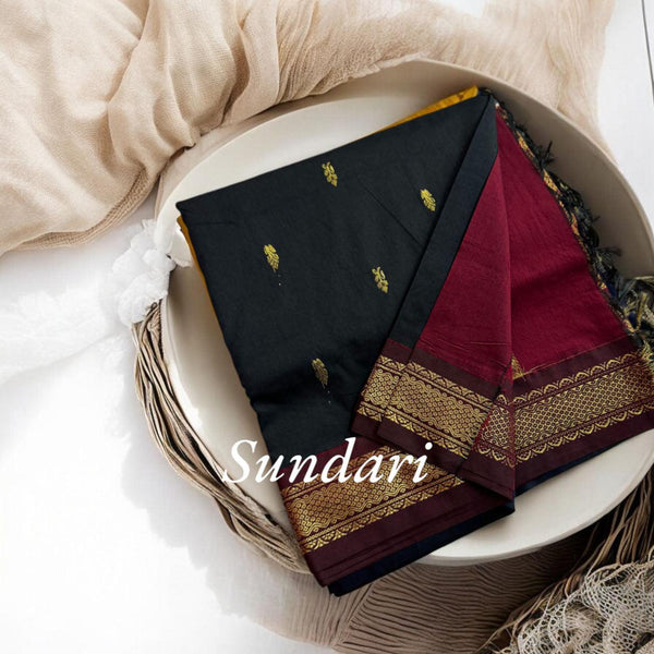 Kaithari Nesavu Sundari: Elegance in Gold - Semi Handloom Cotton Saree - Kaithari Nesavu Sarees