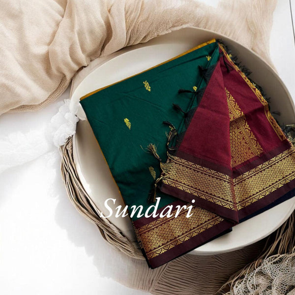 Traditional Radiance: Sundari Gold Zari Festival Wear Saree - Kaithari Nesavu Sarees