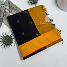 Kalyani Cotton Saree | Dark Gold Pallu & Border | Geometric Zari Buttas | Multi-Colour