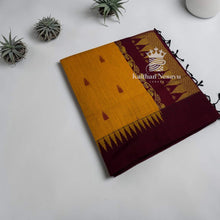 Kalyani Cotton Saree | Temple Border & Butta Thread Work | Gold Zari Pallu