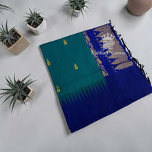 Kalyani Cotton Saree | Temple Border & Butta Thread Work | Gold Zari Pallu