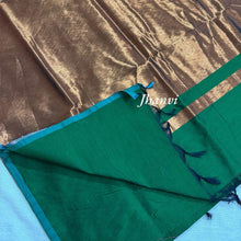 Irish Green Jhanvi Pure Cotton Saree with Copper Zari Pallu – Elegant Daily Wear Saree by Kaithari Nesavu with Matching Blouse, Ideal for Summer  Looks.