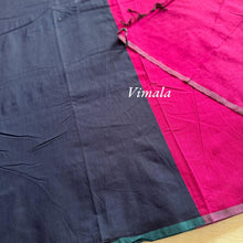 Lapis blue Kaithari Nesavu Vimala pure cotton saree with rich contrast pallu and blouse – graceful and breathable handloom cotton saree for casual to formal wear.