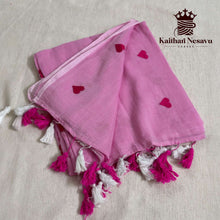 Premium Mul Cotton Saree with Heart Embroidery – Dual Pink Shade