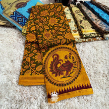 Buy Green - yellow Chanderi Cotton Kalamkari Annam Print Saree by Kaithari Nesavu – Lightweight Handloom Saree, Summer Collection – Just ₹1099