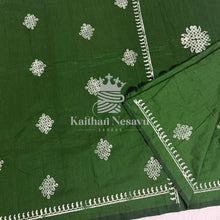 Budget Friendly Kolam Design Cotton Saree with Mango Block Print Border | Hand Kolam Blouse