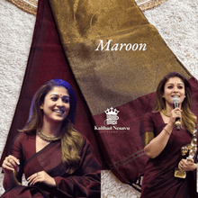 Buy Maroon  – Mookuthi Amman Nayanthara Inspired Handloom Saree by Kaithari Nesavu, perfect for temple wear.