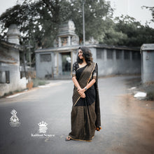 Pure Mul Cotton Half and Half Saree – Plain & Golden Stripe | Light Weight | No Blouse | Handloom Look