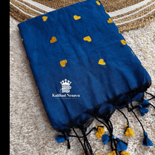 Mul Cotton Sarees-bottlegreen wth cute yellow heart
