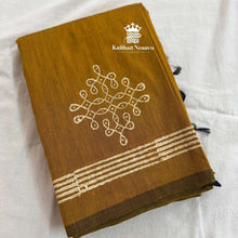 Budget Friendly Kolam Design Cotton Saree with Mango Block Print Border | Hand Kolam Blouse