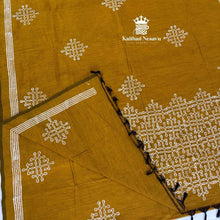 Budget Friendly Kolam Design Cotton Saree with Mango Block Print Border | Hand Kolam Blouse