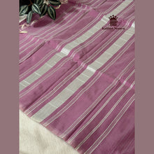 Mauve Rose Navratri Special Zig Zag Arani Soft Silk Saree with silver zari weave Pallu