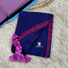 Navy blue Mul Cotton Kaithari Nesavu Saree Online – Comfortable Summer Cotton Saree at just Rs.950
