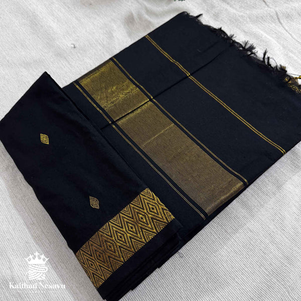 Nayanthara-Inspired Black Colour Saree by Kaithari Nesavu – Handloom Elegance 