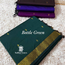 Nayanthara-Inspired Bottle Green Colour Saree by Kaithari Nesavu – Handloom Elegance 