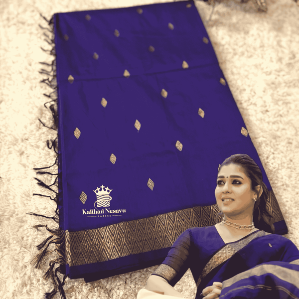 Nayanthara-Inspired violet color saree shop now at Kaithari Nesavu 