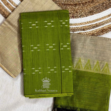 Fresh Olive Green Raw Silk Salwar Set by Kaithari Nesavu – Lightweight, Elegant Summer Salwar – Only ₹1099