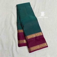 Bottle Green pure handloom silk saree with Maroon contrast border