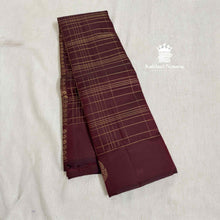 Maroon pure handloom silk saree with Coffee contrast border