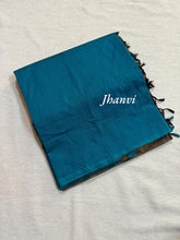 Peacock Blue Pure Cotton Saree with Subtle Copper Zari Pallu – Classic and Elegant Saree by Kaithari Nesavu, Perfect for Every Occasion.