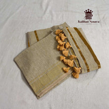 Onam Special Premium Tissue Linen Saree with Running Blouse & Tassels