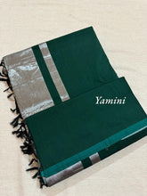 Yamini Pure Cotton Saree with Silver Pallu and Contrast Border - Kaithari Nesavu Sarees