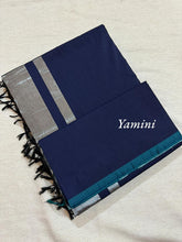 Yamini Pure Cotton Saree with Silver Pallu and Contrast Border - Kaithari Nesavu Sarees