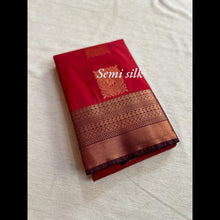 Semi Silk Saree with Contrast Mango Border and Annam Butta - Kaithari Nesavu Sarees